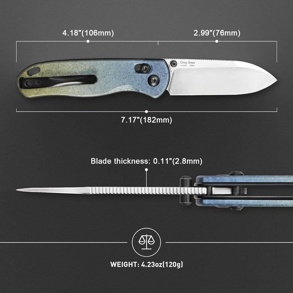 Kizer Drop Bear Folding Pocket Knife, 2.99 In LC200N Steel Blade EDC Knife Titanium Handle Thumb-stud Openers Ki3619A3