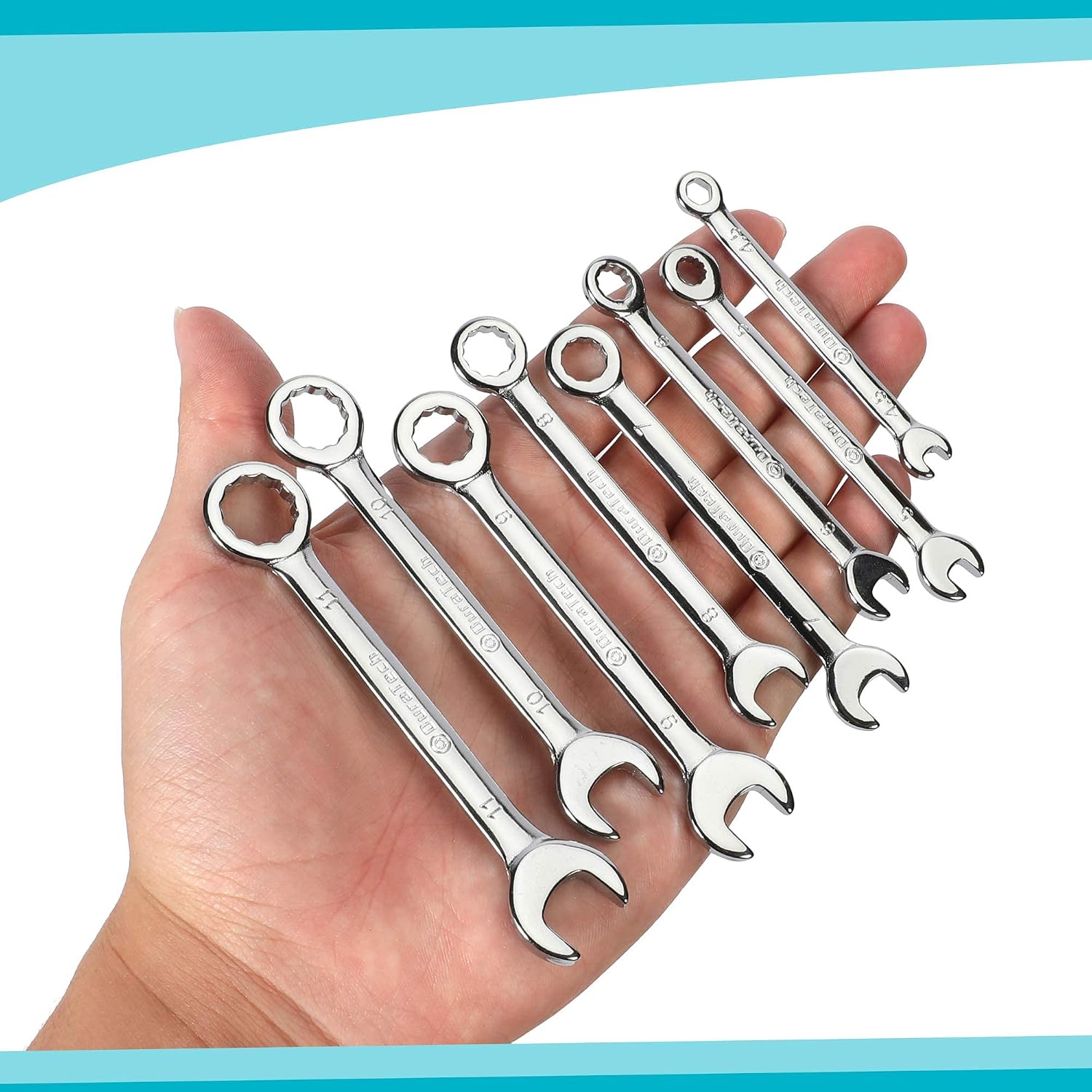DURATECH Mini Wrench Set, Anti Slip Ratcheting Wrench Set, 42-Piece, Metric & SAE, with Rolling Pouch