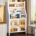 White Bakers Rack with Doors | Free Standing Kitchen Cabinet | Dual Door Microwave Stand | Storage Baker's Rack for Hallway | 66cm/26in Space-Saving Design