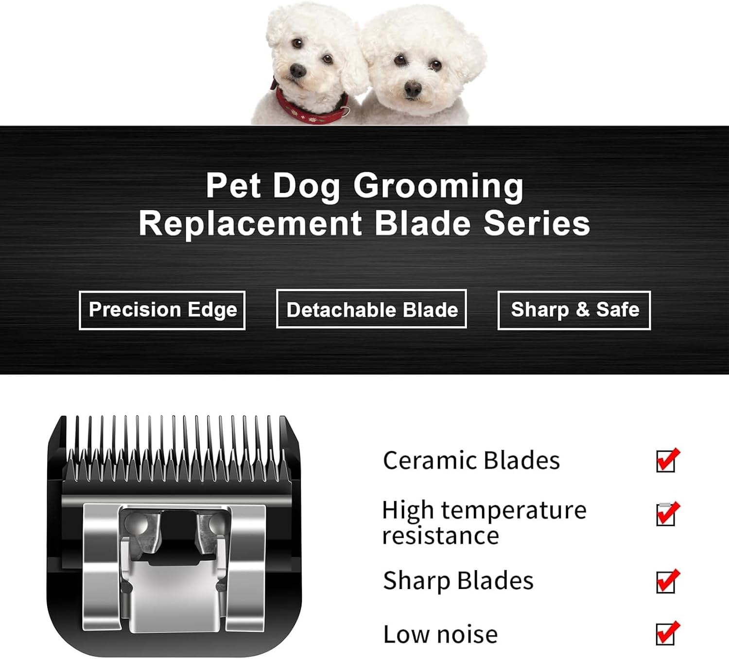 10 Blades Dog Grooming Blades Compatible with Andis/Oster A5/Wahl KM-10 Series Dog Clippers,Detachable Clipper Replacement Blade,Black (7PCS #10+30+40+3FC+4FC+5FC+7FC)