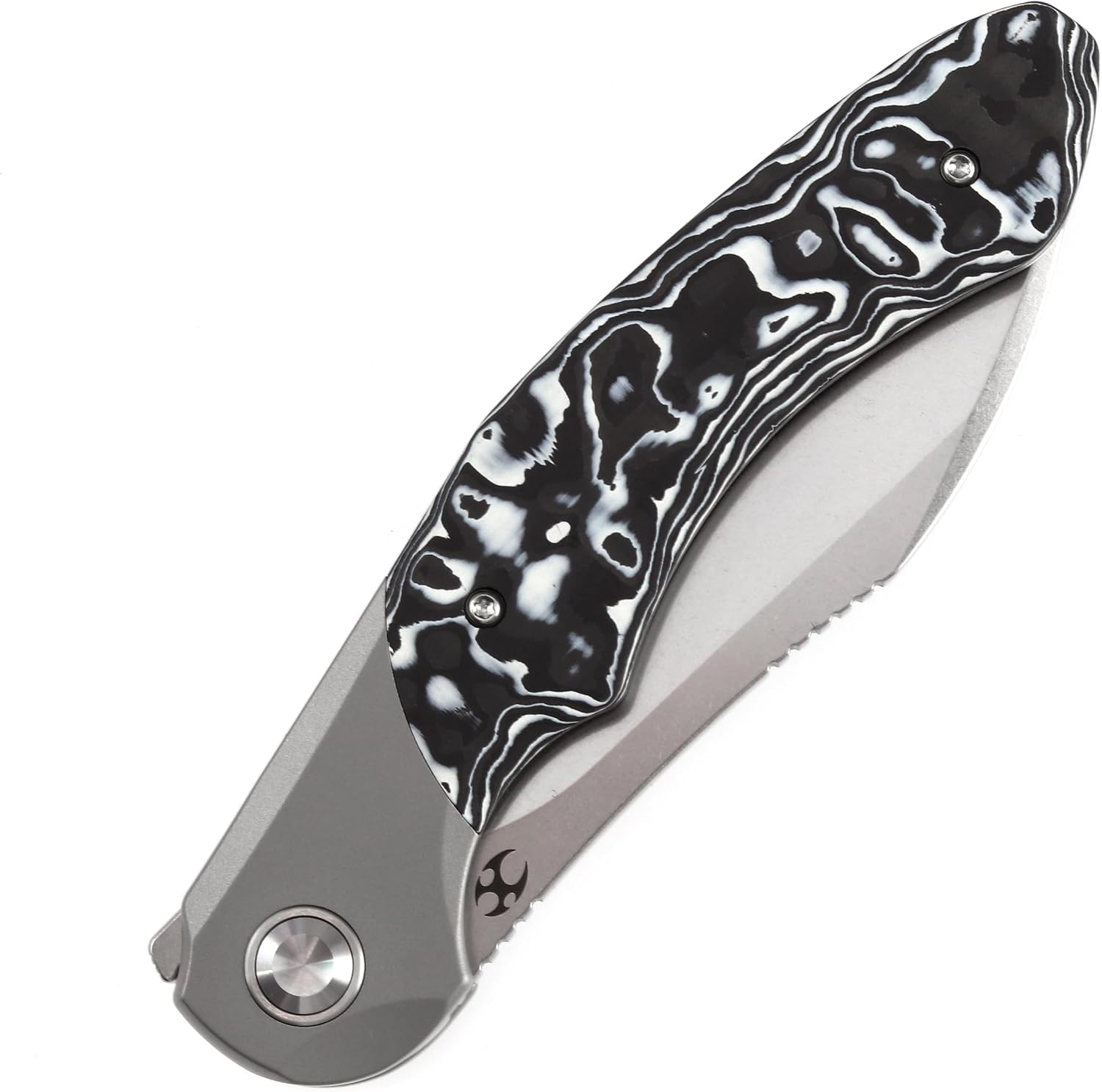 KANSEPT Cosmos Pocket Folding Knives for Men EDC Camping Knife 3.58'' CPM 20CV Blade Material Pocket Folding Knife with Titanium White Black Nebula Carbon Fiber Handle Everyday Carry K1059A2