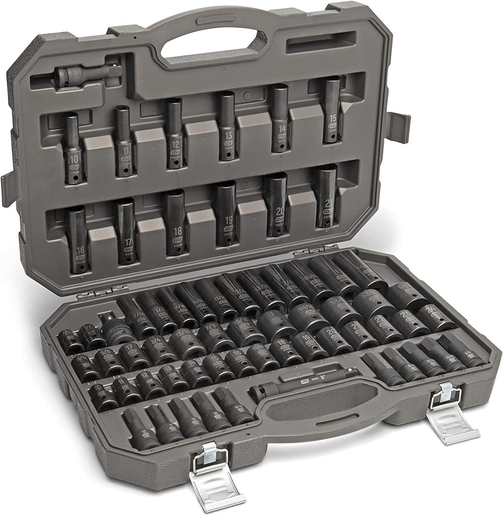 GEARWRENCH 80 Piece 3/8' Drive Standard & Deep SAE/MM Master Impact Socket Set - 89093
