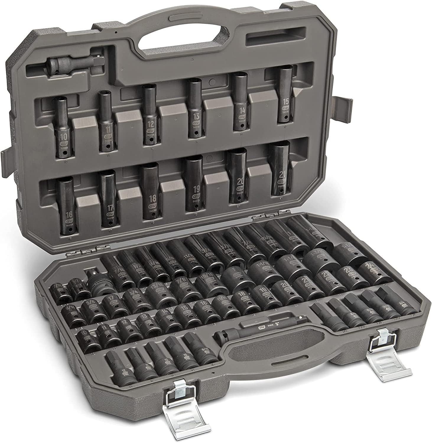 GEARWRENCH 80 Piece 3/8' Drive Standard & Deep SAE/MM Master Impact Socket Set - 89093