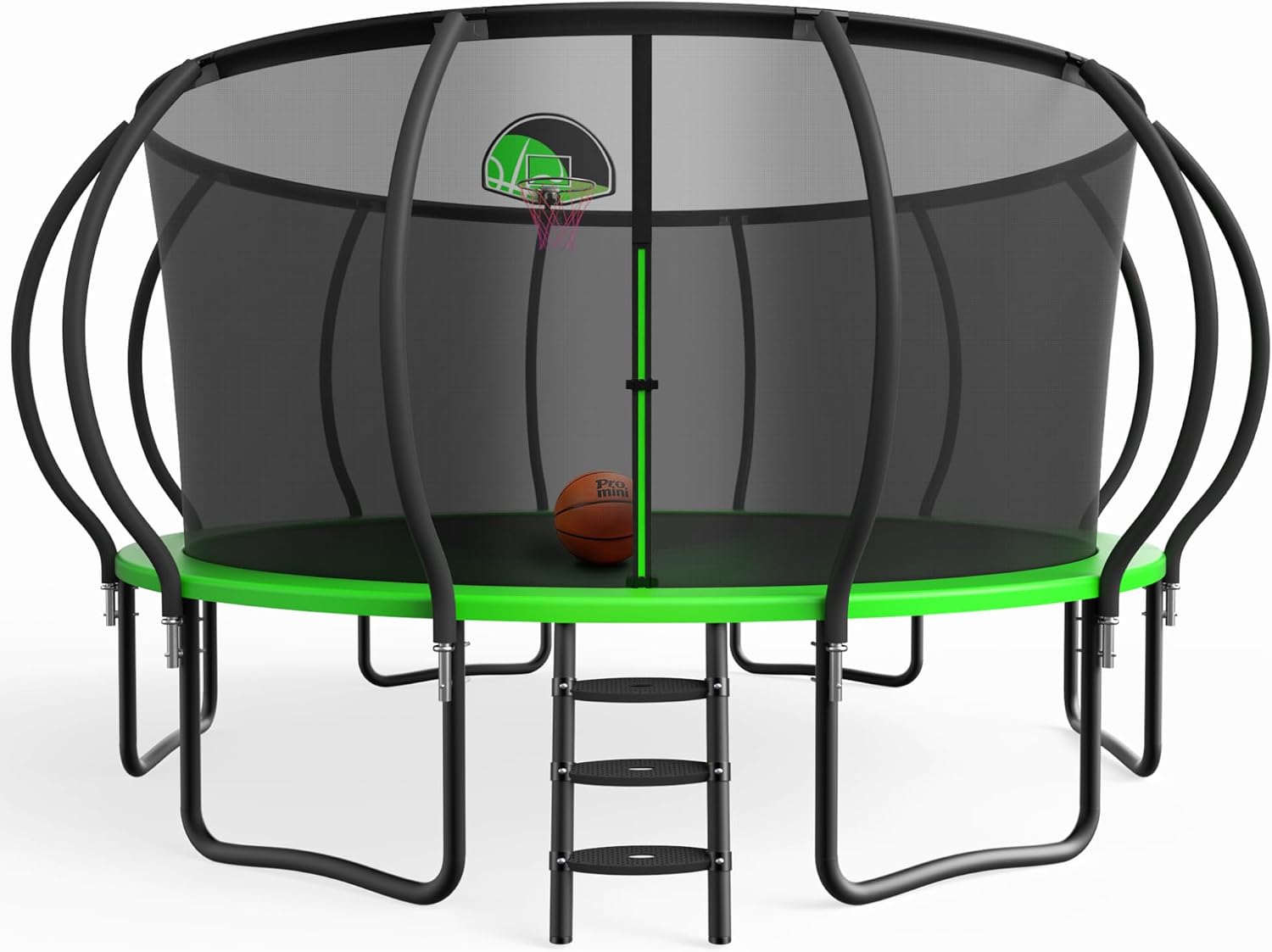YORIN Tranpoline 10 12 14 15 16 FT Tranpoline for Kids and Adults 1500LBS Recreational Tranpoline with Basketball Hoop, Enclosure Net, Back Yard Heavy Duty Outdoor Pumpkin Tranpolines, ASTM Approved