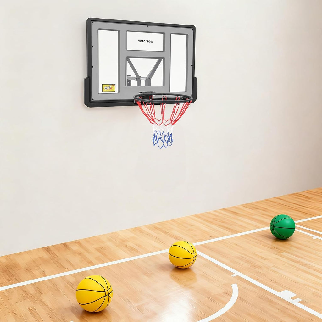 Basketball Backboard and Rim Combo, Indoor Outdoor Pole Mount Basket Ball Hoop with Adjustable Basket Ball Goal PET Backboard, Wall Mounted Basketball Rack & Mounting Bracket Hoop,Over-The-Door Hoops