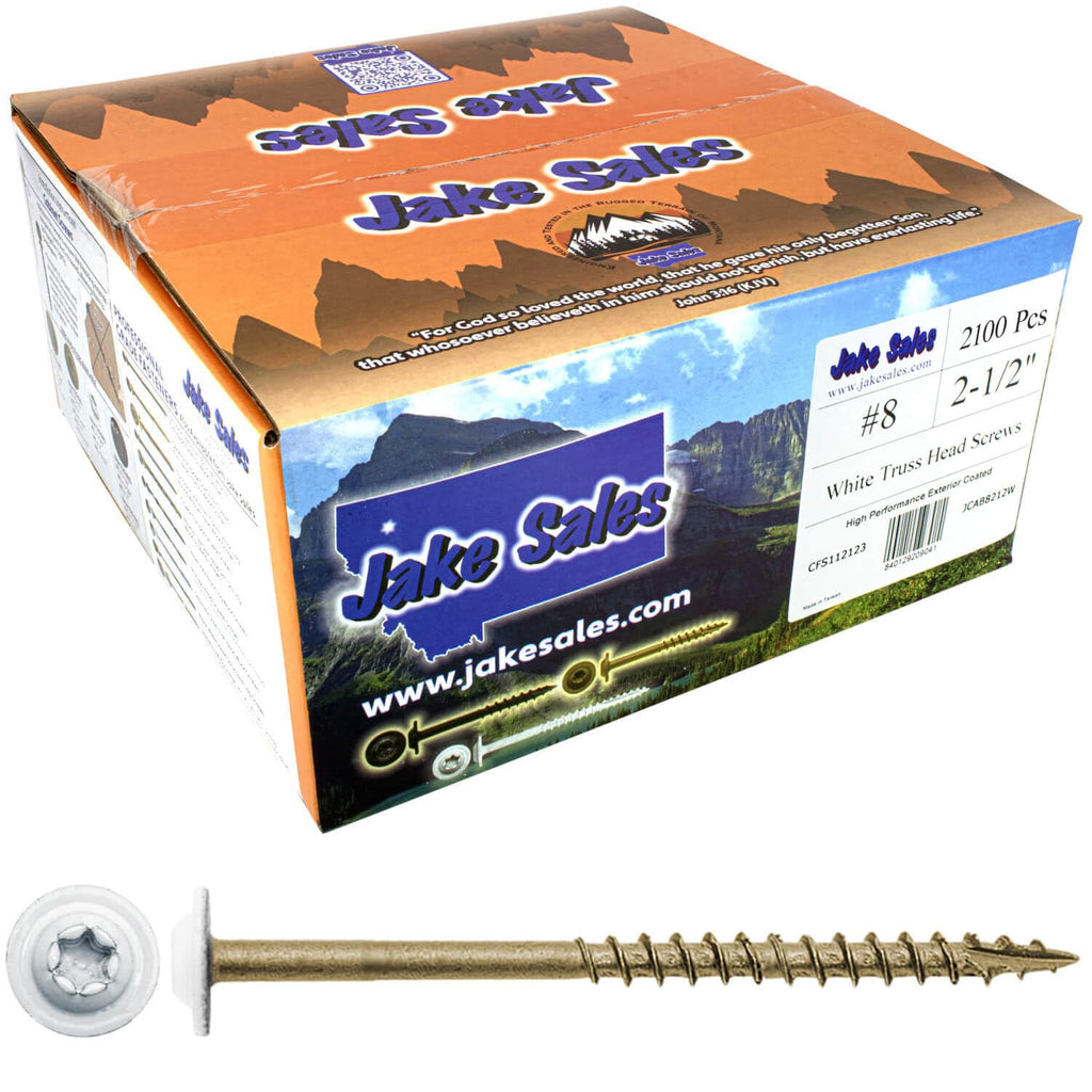 #8 x 2-1/2' Bronze Star Exterior Coated Modified White Truss Head - Cabinet Wood Screw Torx/Star Drive Head - Exterior Coated Torx/Star Drive Wood Screws - (Full Box 1500 Approx. Screw Count)