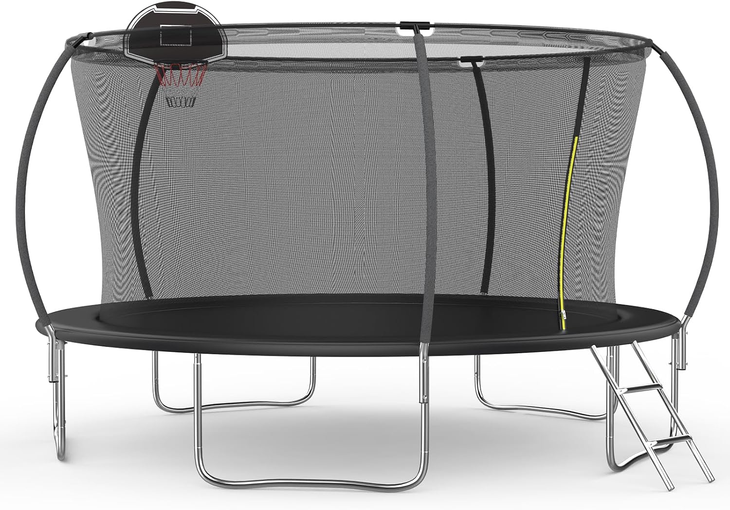 14FT Tranpoline for Kids with Safety Enclosure Net Recreational Round Tranpoline with Basketball Hoop ASTM Approval Backyard Outdoor Tranpoline with Spring Pad Cover & Ladder