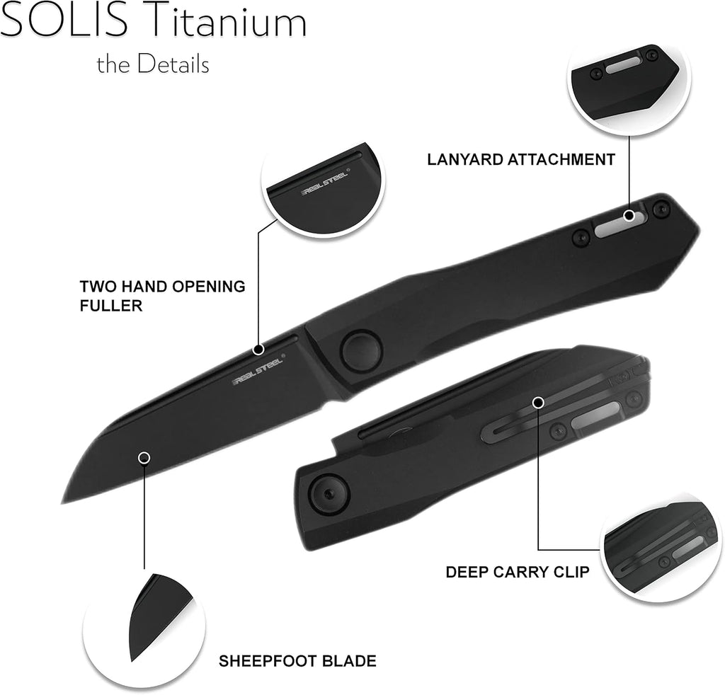 Real Steel Solis Slipjoint Folding Pocket Knife: Bohler N690 Beadblast Blade and Titanium TC4 Handle for Unmatched Versatility - Your Go-To EDC Companion for Outdoor Adventures and Everyday Use (Sliver hardware/Beadblast)