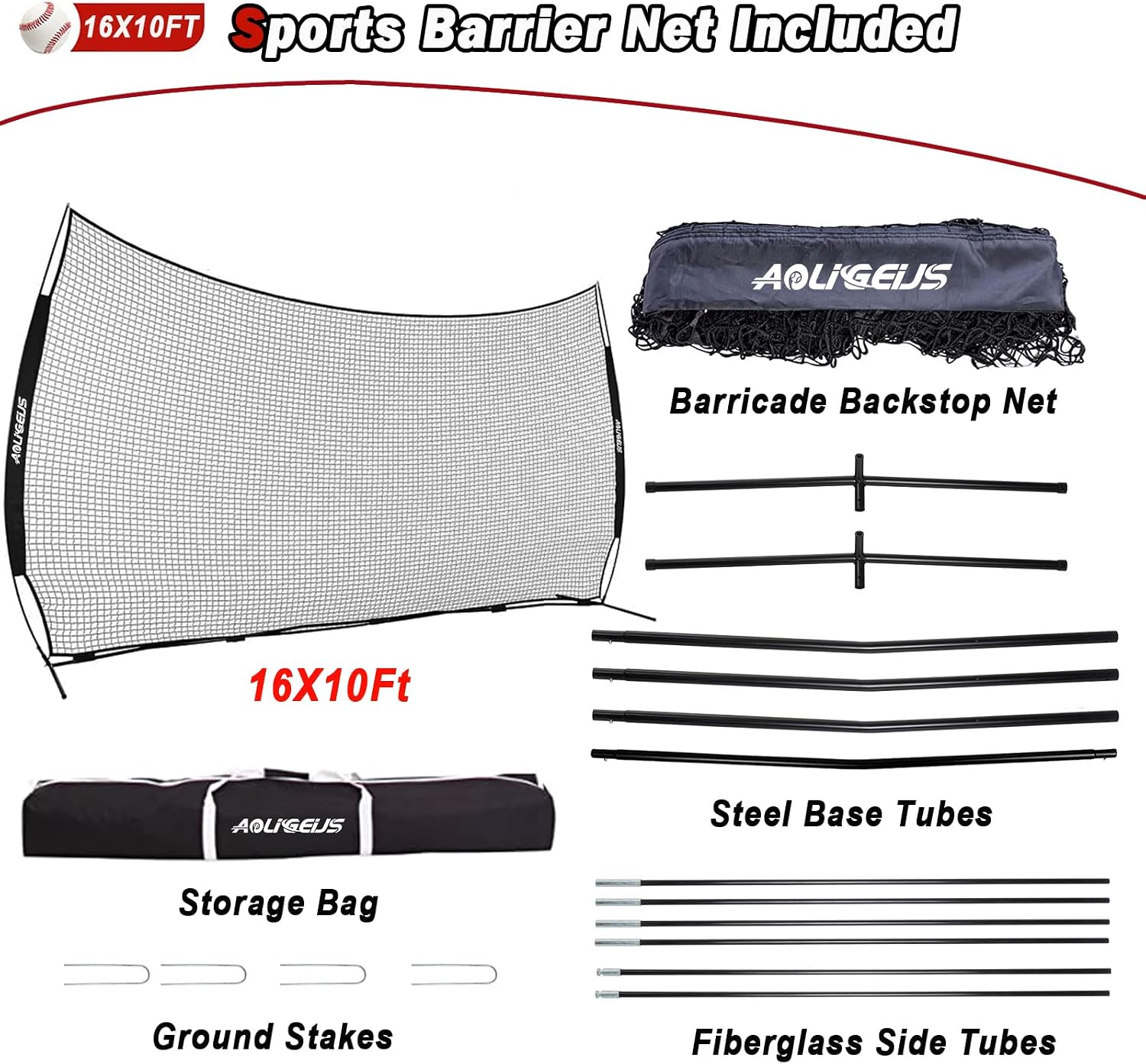 Sports Barrier Net,Sports Net,Barricade Backstop Net,Perfect for Baseball,Softball,Soccer, Basketball,Lacrosse