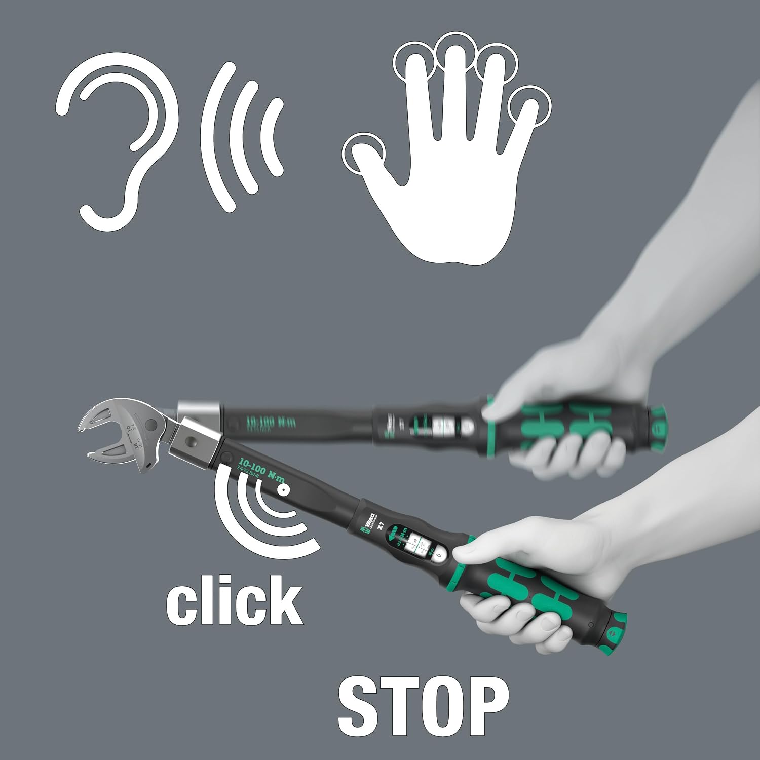 WERA - 05075657001 - Click-Torque X 7 Torque Wrench for Insert Tools, 10-100 Nm, 14x18 x 10-100 Nm