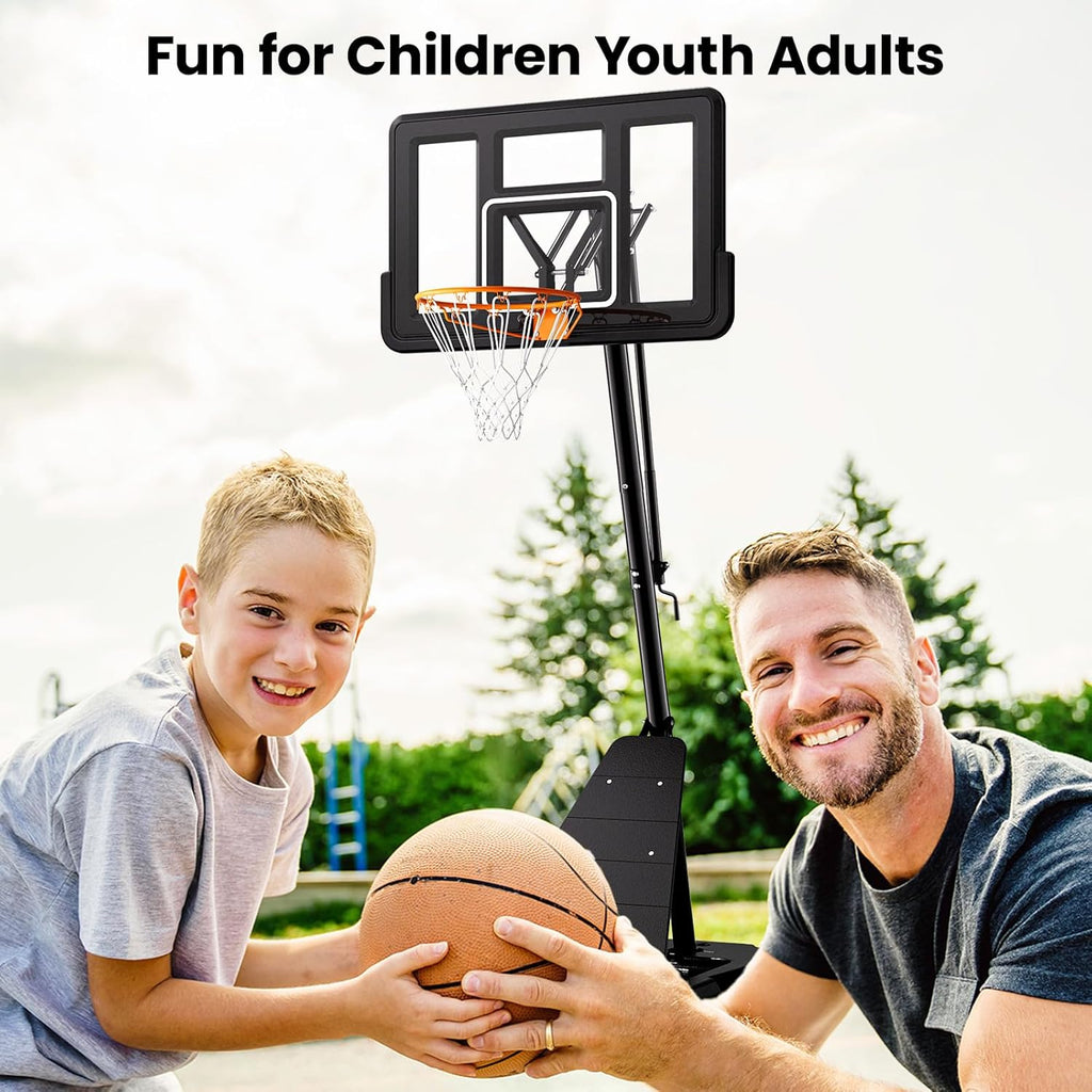 BACKYARD BLITZ Basketball Hoop,44in Backboard Portable Basketball Goal System, 10FT Hand-Crank Adjustable Basketball Hoop Outdoor