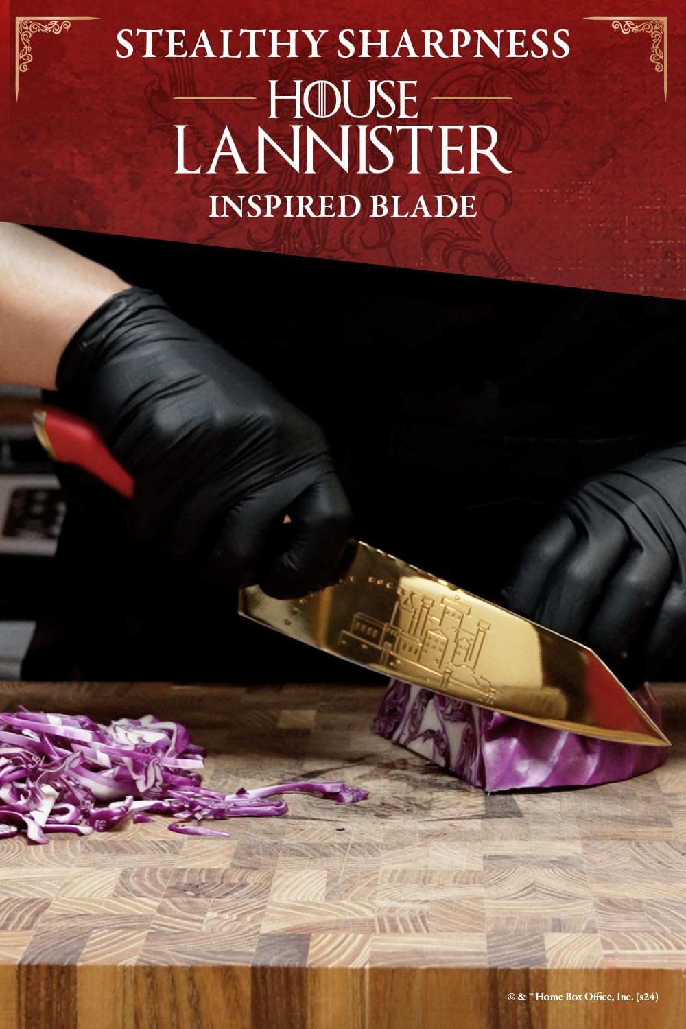 Dalstrong 8 inch Chef Knife- Game of Thrones™ Knife - House Lannister™ Edition - German Premium Steel Full Tang - Professional G10 Handle - Collection Item Toughbuilt Utility Knife- Leather Sheath