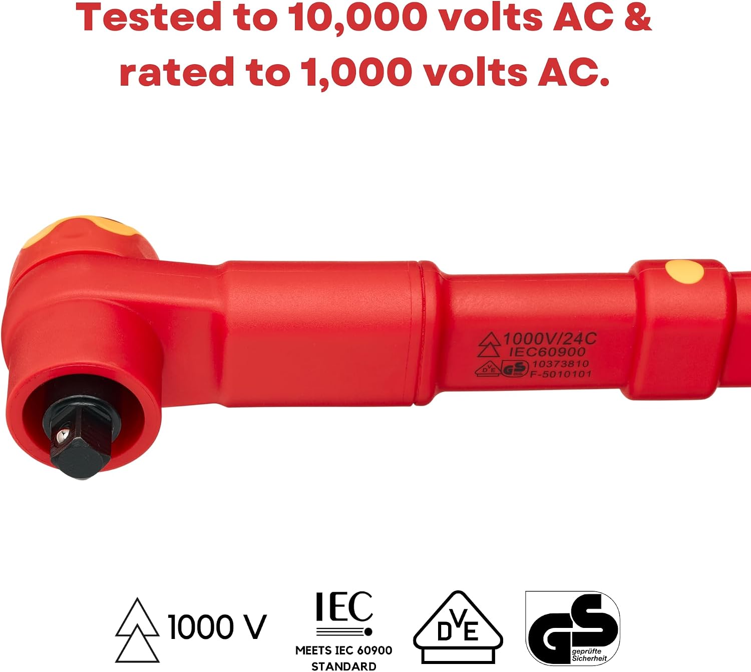 FESA Electrician Insulated Torque Wrench - 1000V Electrician Torque Wrench w/Easy Torque Adjustment & Scale Display - Each Insulated Wrench Has ID for Traceability (3/8' Drive, 20-100 Nm Range)