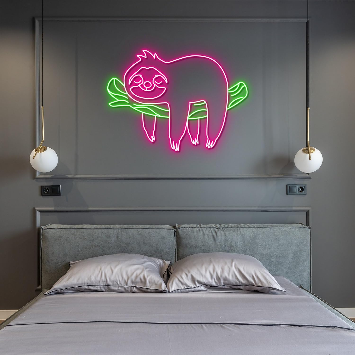 Cute Sloth Neon Wall Art with LED Light - Funny Lazy Sloth Sign Home Decor - Ideal for Gift - Sloth Neon sign - Bedroom Decor