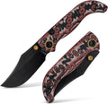 Vosteed Naga EDC Folding Pocket Knife - 3.47' S35VN Black Stonewash Blade - Top Liner Lock, Scarlet Void Micarta Handle - Camping, Hunting Knives - A3905