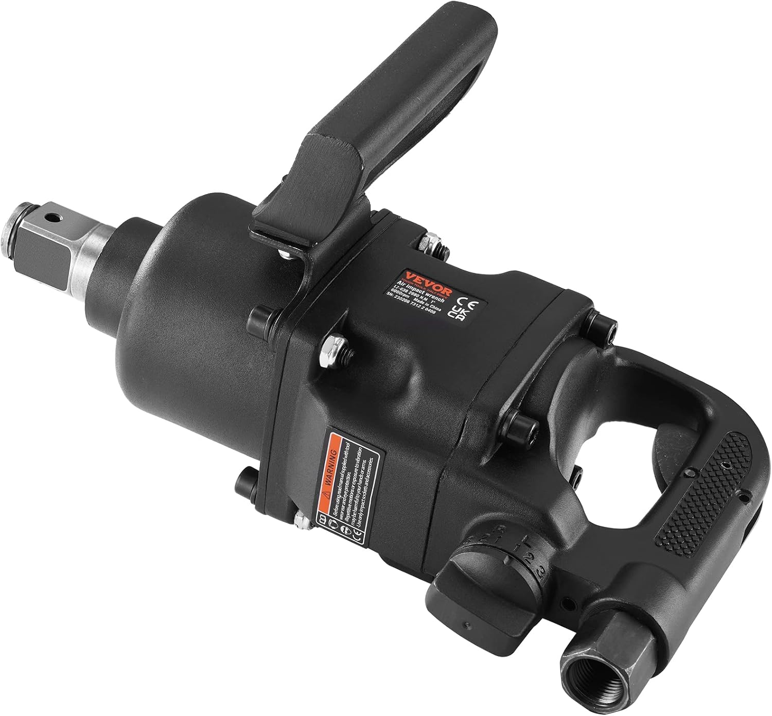 VEVOR 1 Inch Air Impact Wrench, Up to 2730 ft-lbs Reverse Torque Output 1' Pneumatic Impact Gun Lightweight w/ 2 Handles for Heavy Duty Repairs and Maintenance
