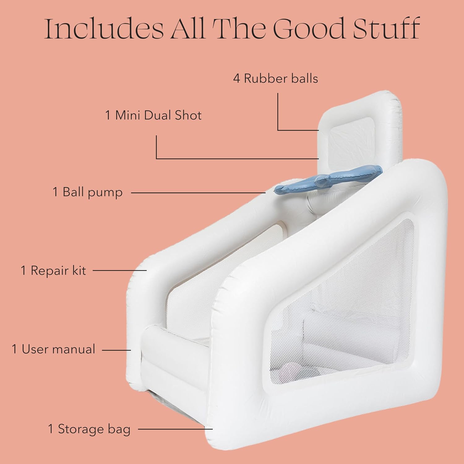 PLAYSMOL Mini Dual Shot - Mini Indoor Inflatable Basketball Hoop, Dual Basketball Hoop Set for Kids, Children Toys & Gifts, Easy Assemble and Responsibly Made (Neutral)