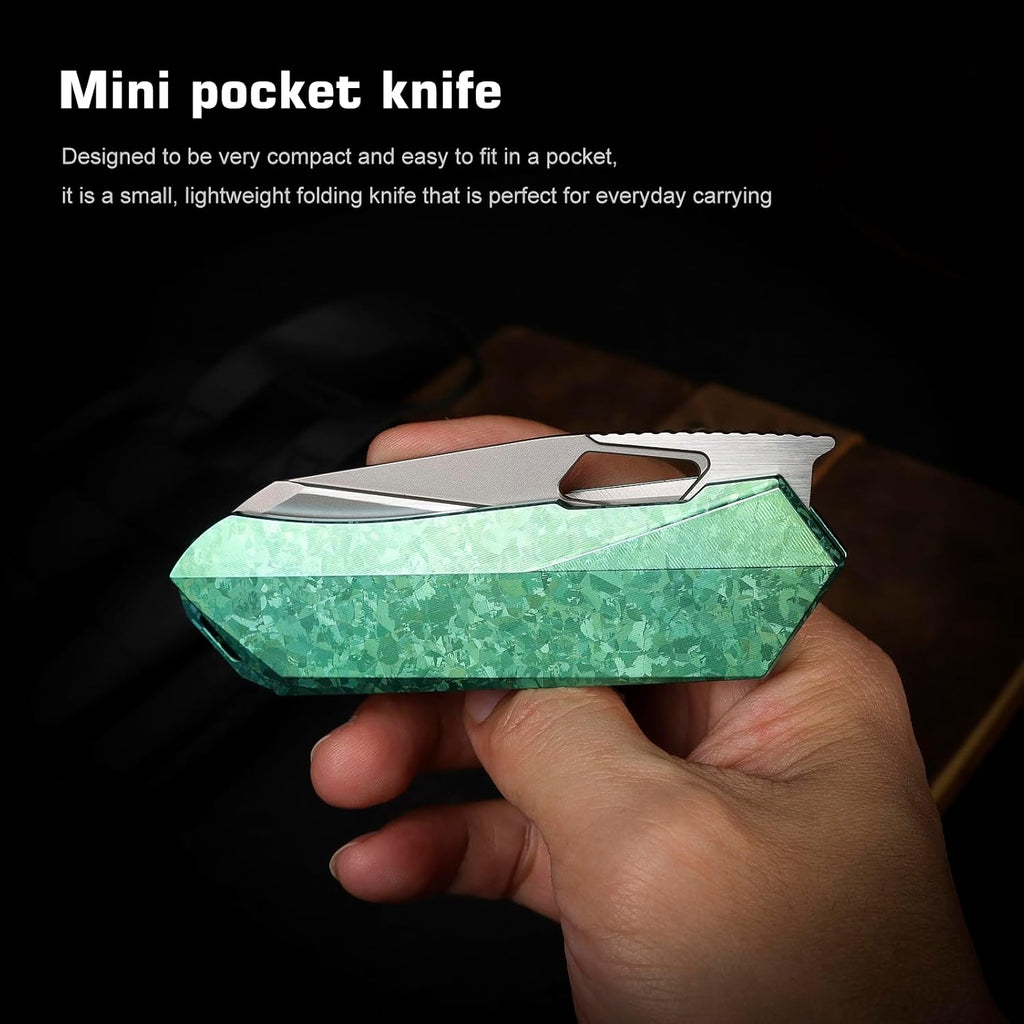 REMETTE RT-Woodpecker Folding Pocket Knife M390 Blade Titanium Handle (Green)