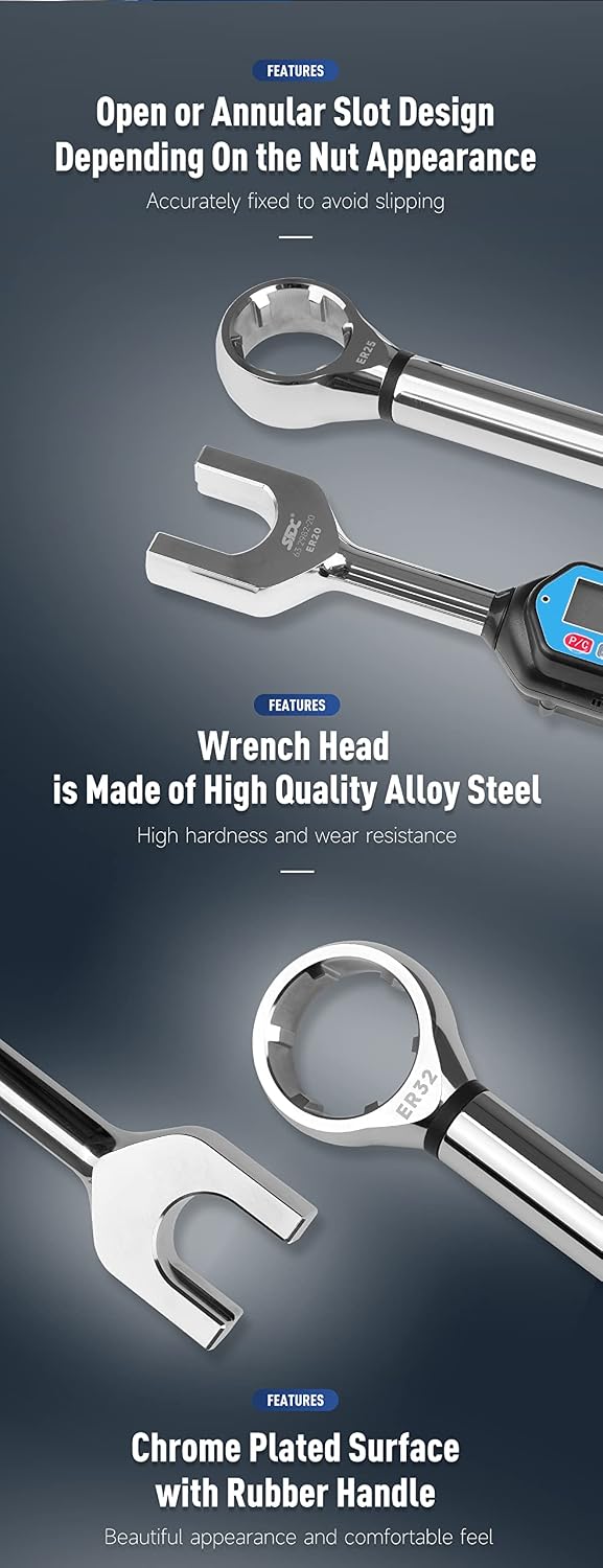 Digital Torque Wrench for tightening and removing ER25 Nut, Electronic Torque Wrench