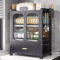 Dish Drainers,Kitchen Countertop Dish Drying Rack with Drawers, Bakers Rack and Microwave Stand Storage Cabinet for Kitchen Organization(A)