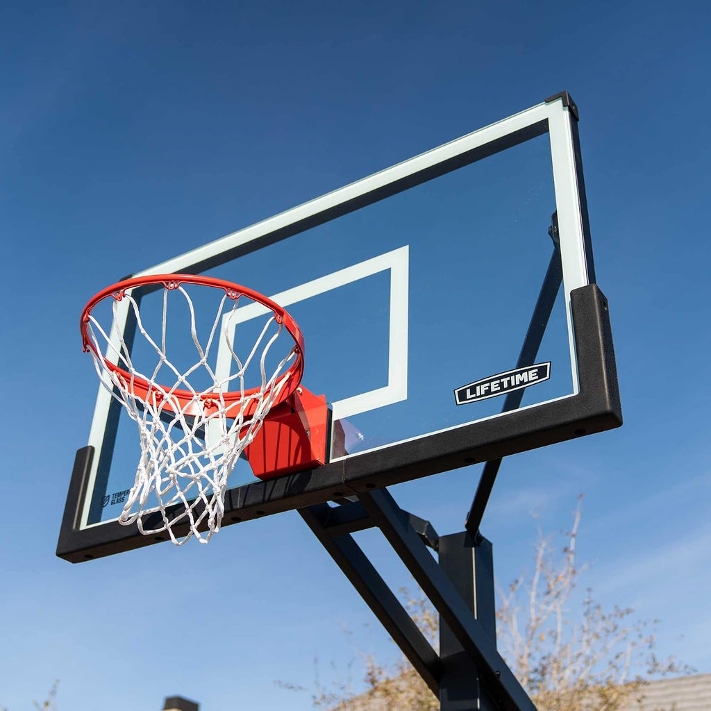 Lifetime 60' Mammoth Deluxe In-Ground Basketball Hoop, Mammoth Lift Adjustable Height, Tempered Glass Backboard Bolt Down System
