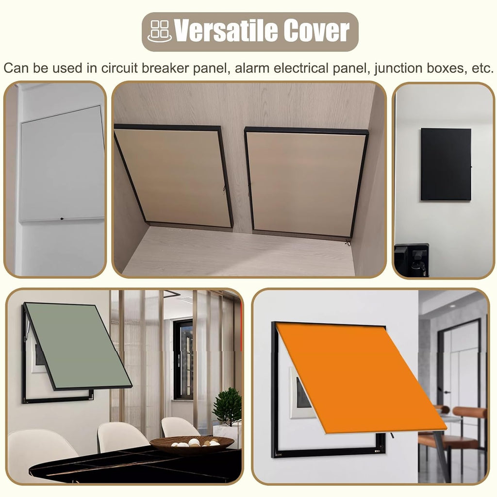Double Door Breaker Box Cover - Detachable Electrical Panel Plate for Laundry/Kids Room, Indoor Gas Meter Box (Deep Coffee, 45x35cm / 17.7x13.8in)
