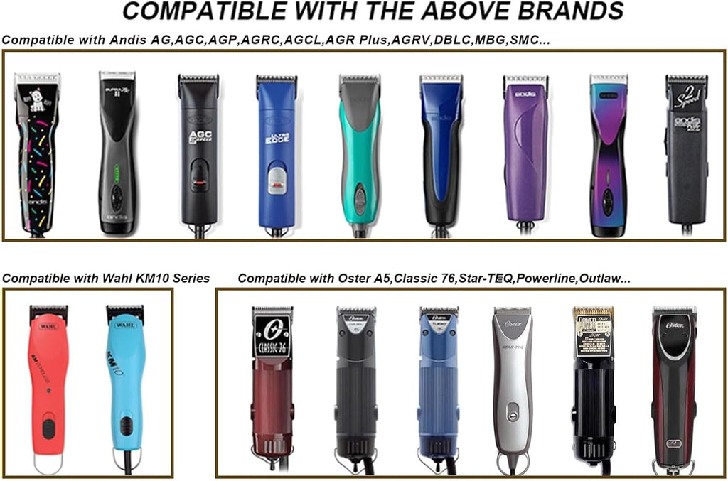 10 Blades Dog Grooming Blades Compatible with Andis/Oster A5/Wahl KM-10 Series Dog Clippers,Detachable Clipper Replacement Blade,Black (7PCS #10+30+40+3FC+4FC+5FC+7FC)
