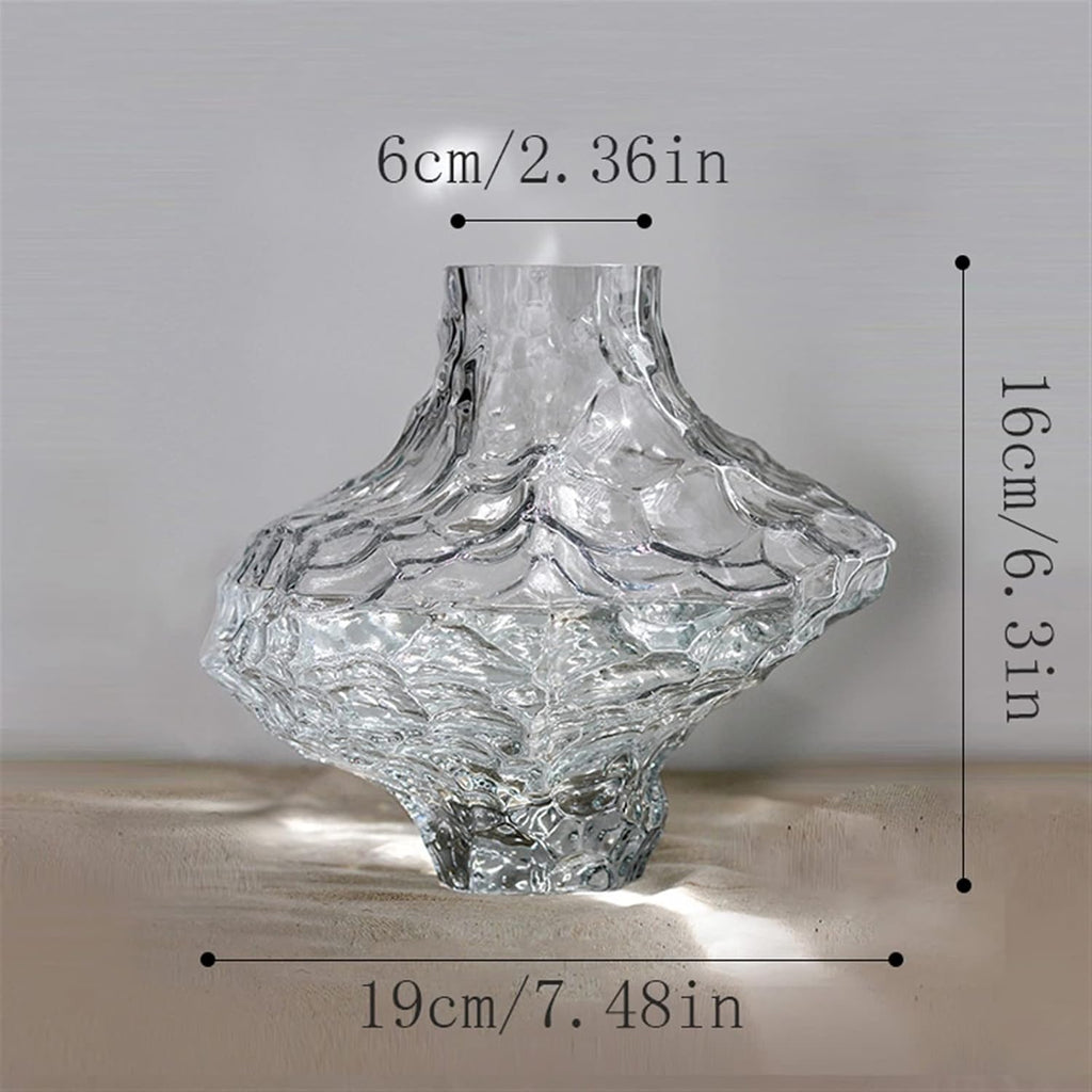 Decorative Vase Valley Vase Irregular Glass Vase Hydroponic Dry Flower Arrangement Living Room Tea Table Decoration Transparent Flower Vase Flower Vase (Color : Clear, Size : Small)