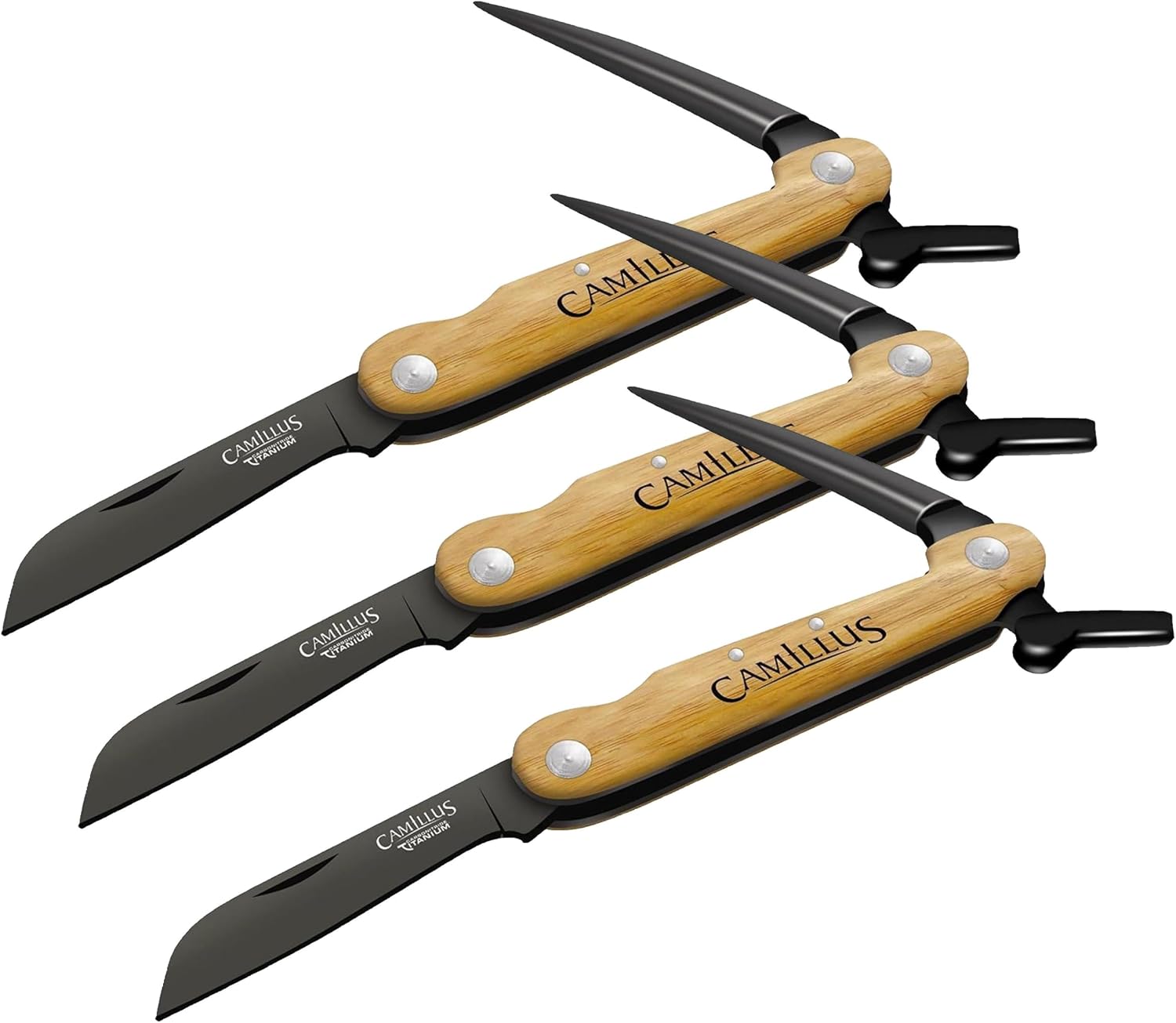 Camillus 7.5' Folder W/Marlin Spike Knife/Bamboo Handle/CARBONITRIDE Titanium™ / AUS-8