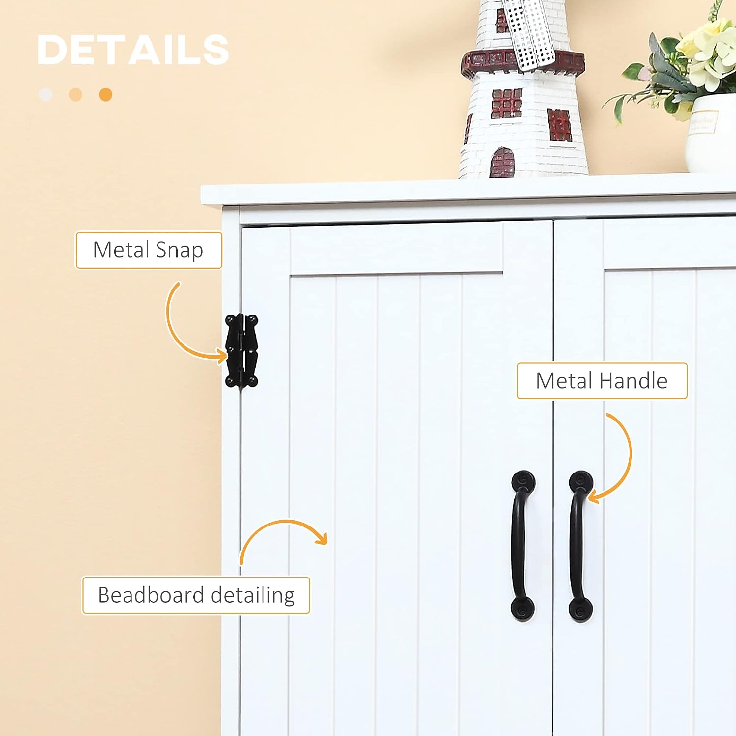 48' Farmhouse-style Freestanding Storage Cabinet, Kitchen Storage Bakers Rack with Adjustable Shelves, Utility Food Cupboard with Flexible Storage for Kitchen Dining Garage Laundry Rooms, White