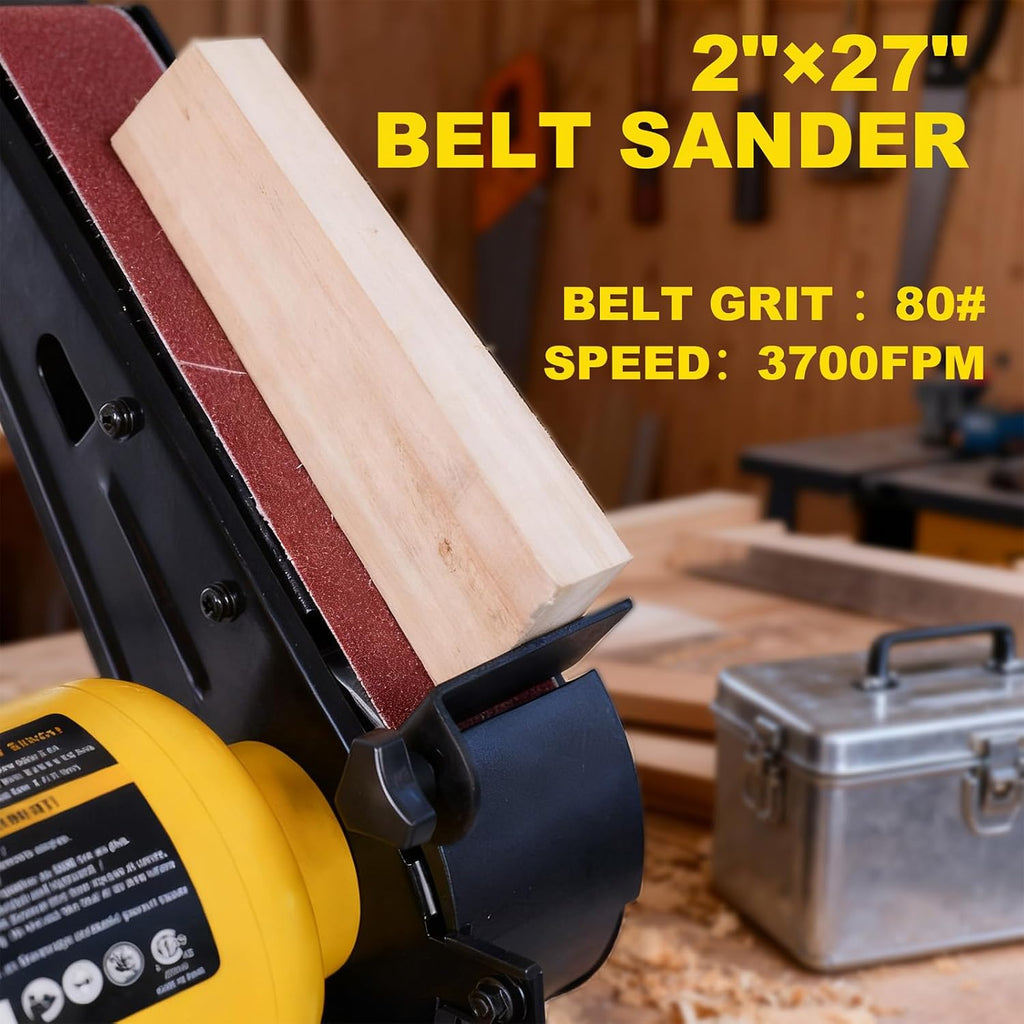 Woodskil High Speed Bench Grinder Belt Sander Combo, 2.5 A 6 Inch Bench Grinder with 2 x 27 Inch Belt Sander for Metal Grinding & Wood Sanding, 2-in-1 Combo Tool for Home Workshop DIY
