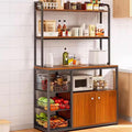 Bakers Rack with Cabinet Made of Density Board with Steel Tubes Large Kitchen Baker's Rack with Wire Basket for Utensils, Pots, Pans, Spices Various Styles(B,100 * 30 * 139CM)