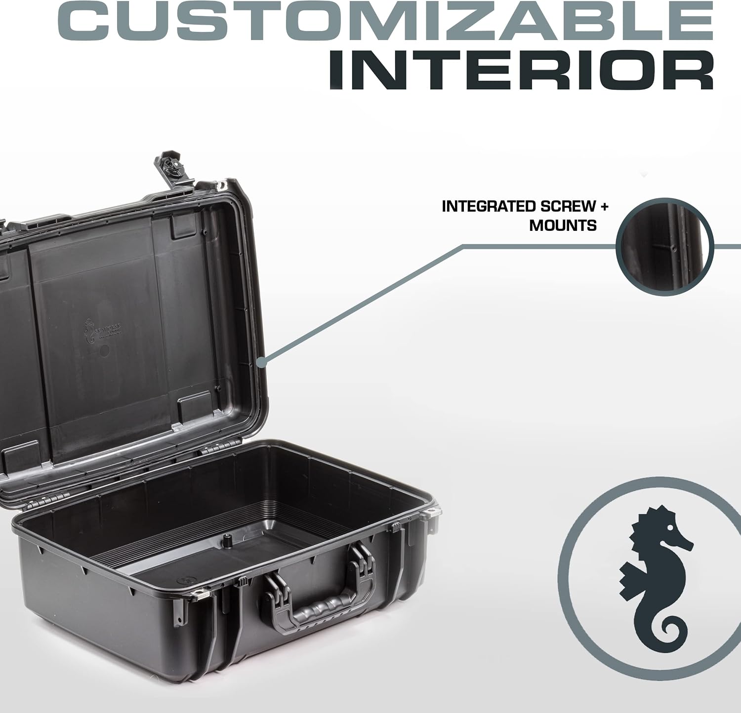 Seahorse 720 Heavy Duty Protective Dry Box Case Without Foam - TSA Approved/Mil Spec / IP67 Waterproof/USA Made for Cameras, Firearms, Motorcycles, Laptops, Consoles, VR, Drones