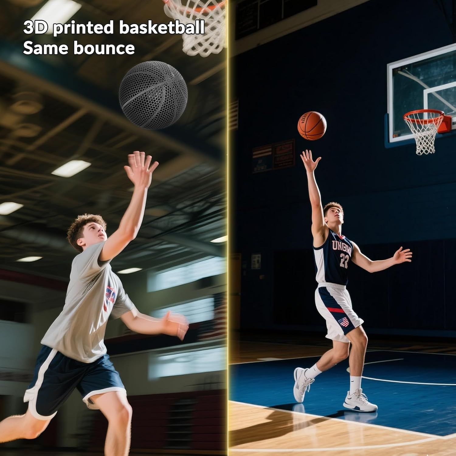 3D Printed Basketball-Airless Basketball,Ultra - Quiet & No Pump Needed,High Bounce,Official Size7,Indoor, Gym & Outdoor Use