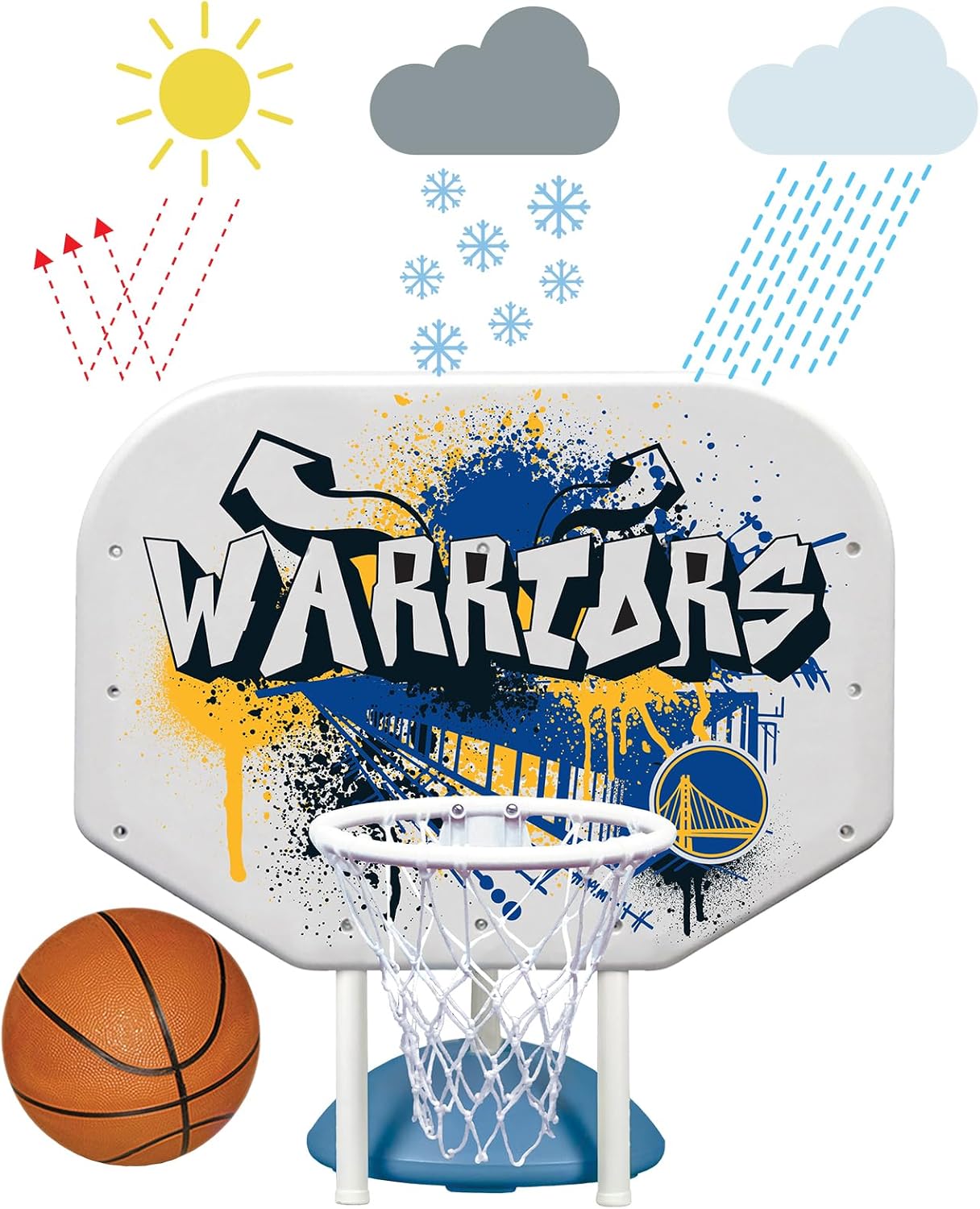 Poolmaster NBA Graffiti Pro Rebounder Poolside Basketball Goal Set with Base, Backboard, Hoop, Net, and Ball