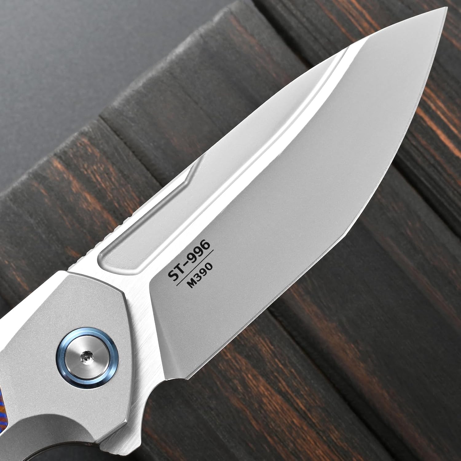 Sitivien ST996 Folding Knife, Handmade M390 Pearlescent Polishing Blade,Titanium & Timascus Handle for Outdoor Camping, Hiking, Working (Timascus)
