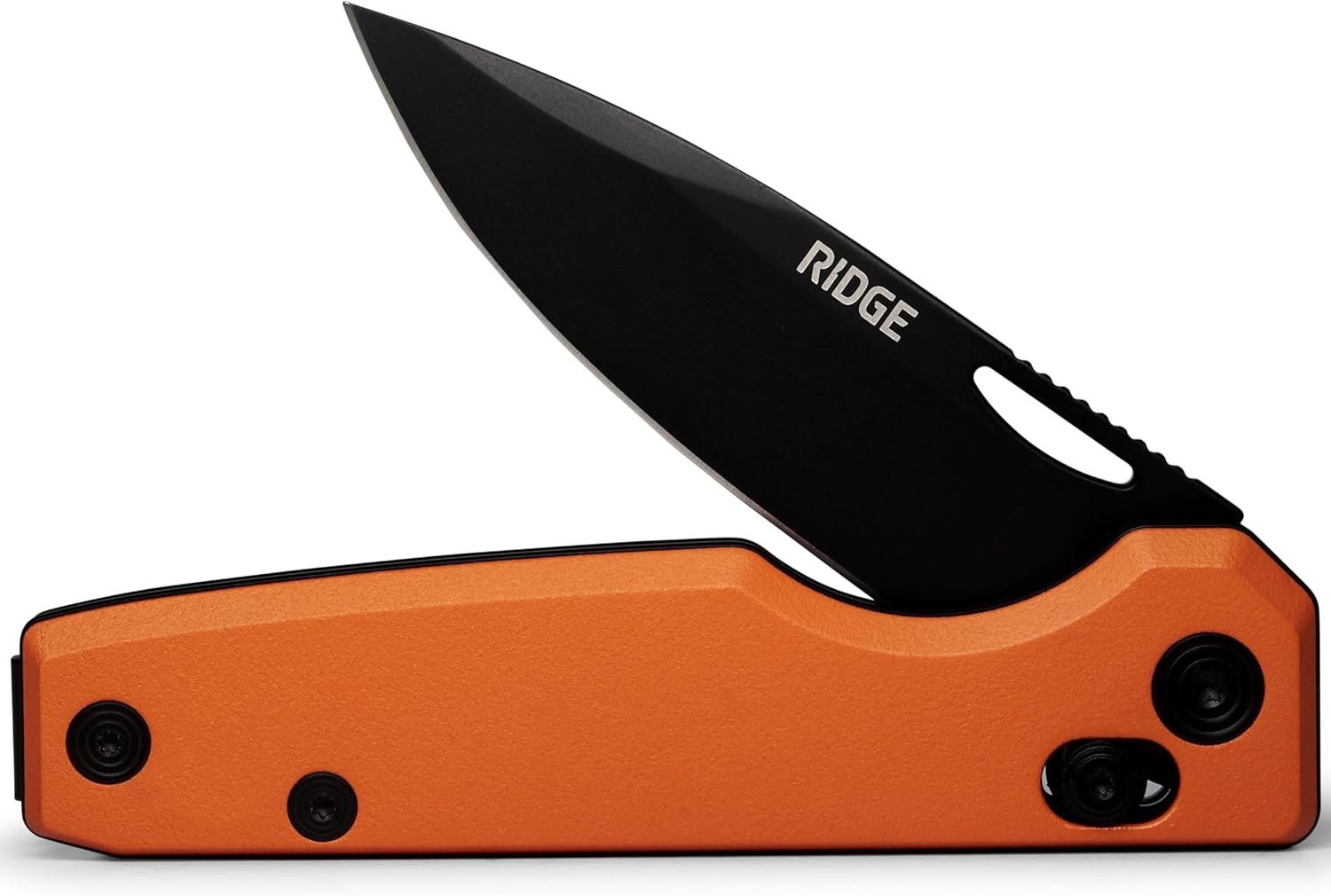 Ridge Everyday Folder Knife - Premium EDC Pocket Knife, Sandvik 14C28N Steel Drop Point Blade with Black DLC Finish, Ceramic Bearings, Deep Carry Clip & Multipurpose Design (Basecamp Orange)