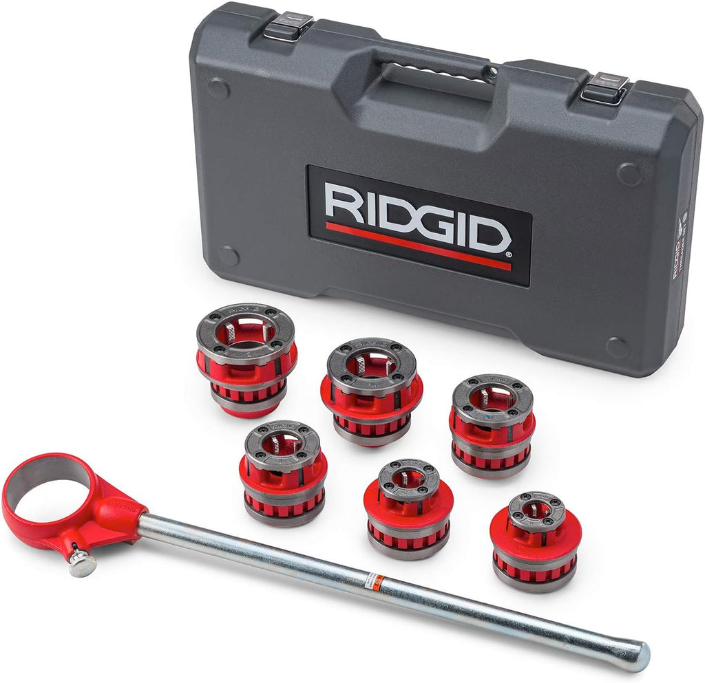 RIDGID 36475 Exposed Ratchet Threader Set, Model 12-R Ratcheting Pipe Threading Set of 1/2-Inch to 2-Inch NPT Pipe Threading Dies and Manual Ratcheting Pipe Threader with Carrying Case