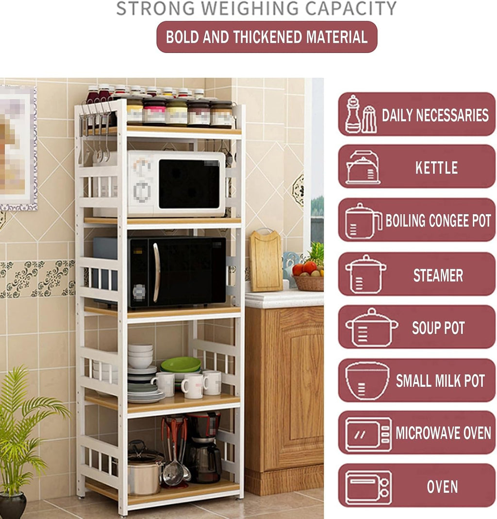 Bakers Rack with Storage E1 Grade Environmentally Friendly Board Thickened Steel Frame, 3C Tempered Glass, Super Load-Bearing Multi-Layer Kitchen Cabinets(White)(75cm*45cm*165cm)
