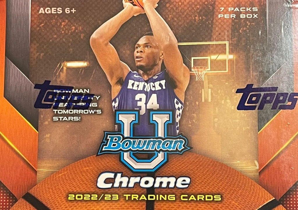 2022 2023 Topps Bowman University Chrome Basketball Series Unopened Factory Sealed Blaster Box with Possible Victor Wembanyama Autographs