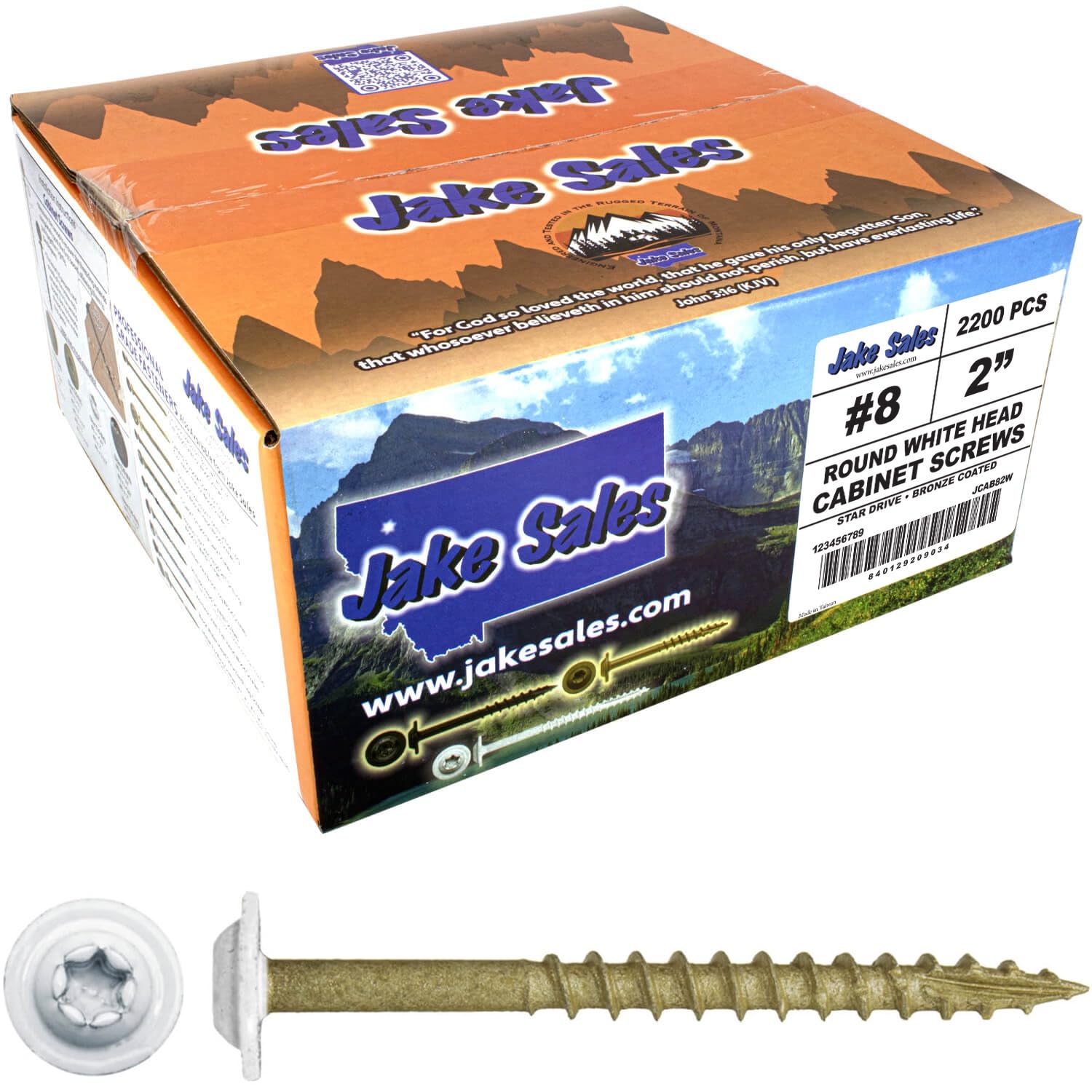 #8 x 2 Bronze Star Exterior Coated Modified White Truss Head - Cabinet Wood Screw Torx/Star Drive Head - Multipurpose Exterior Coated Wood Screws - (Full Box - 2000 Approx. Screw Count)