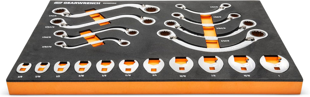 GEARWRENCH 19 Piece Specialty Ratcheting SAE Wrench Set in Foam Storage Tray - GWMSSRWSAE
