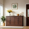 holzart Rustic Brown Buffet Cabinet with Storage, 49' Farmhouse Kitchen Sideboard with 4 Doors, Industrial Coffee Bar Cabinet & Console Table for Dining Room, Living Room