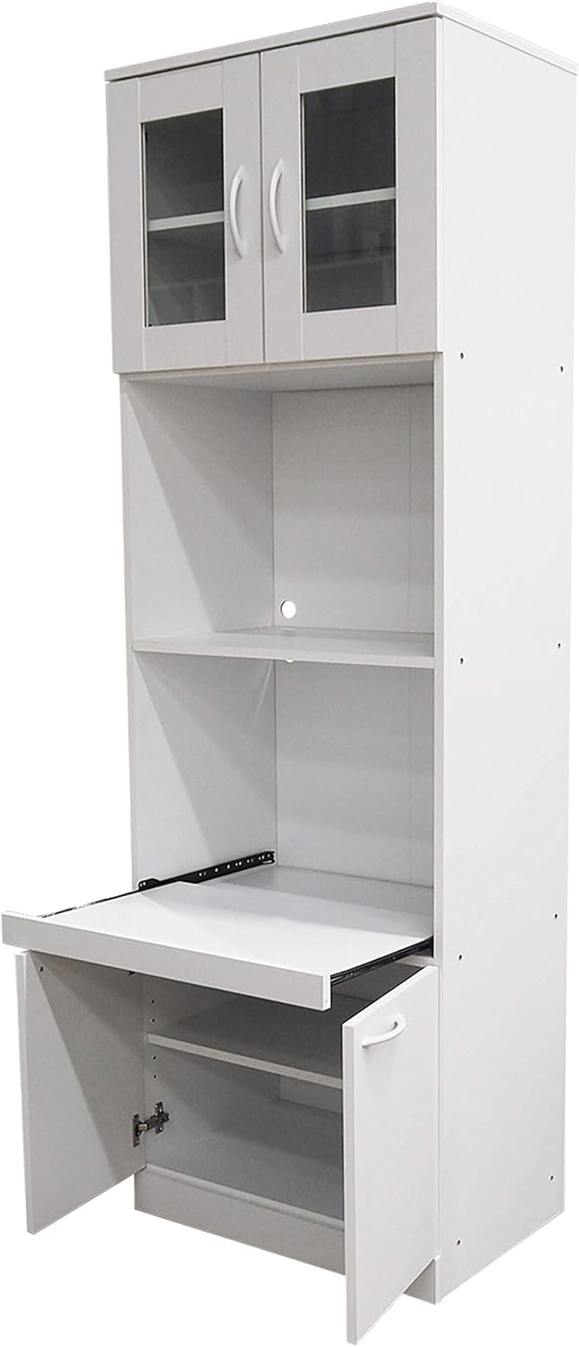 Kings Brand Furniture - Danbury Tall Kitchen Pantry, Microwave Storage Cabinet, White