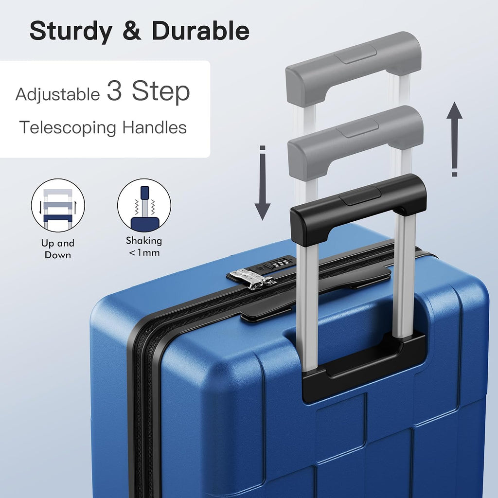 SHOWKOO Luggage Sets 2 Piece 20/28 Inch Hardside Expandable Lightweight PC Suitcase Sets with Double Spinner Wheels TSA Lock, Sea Blue