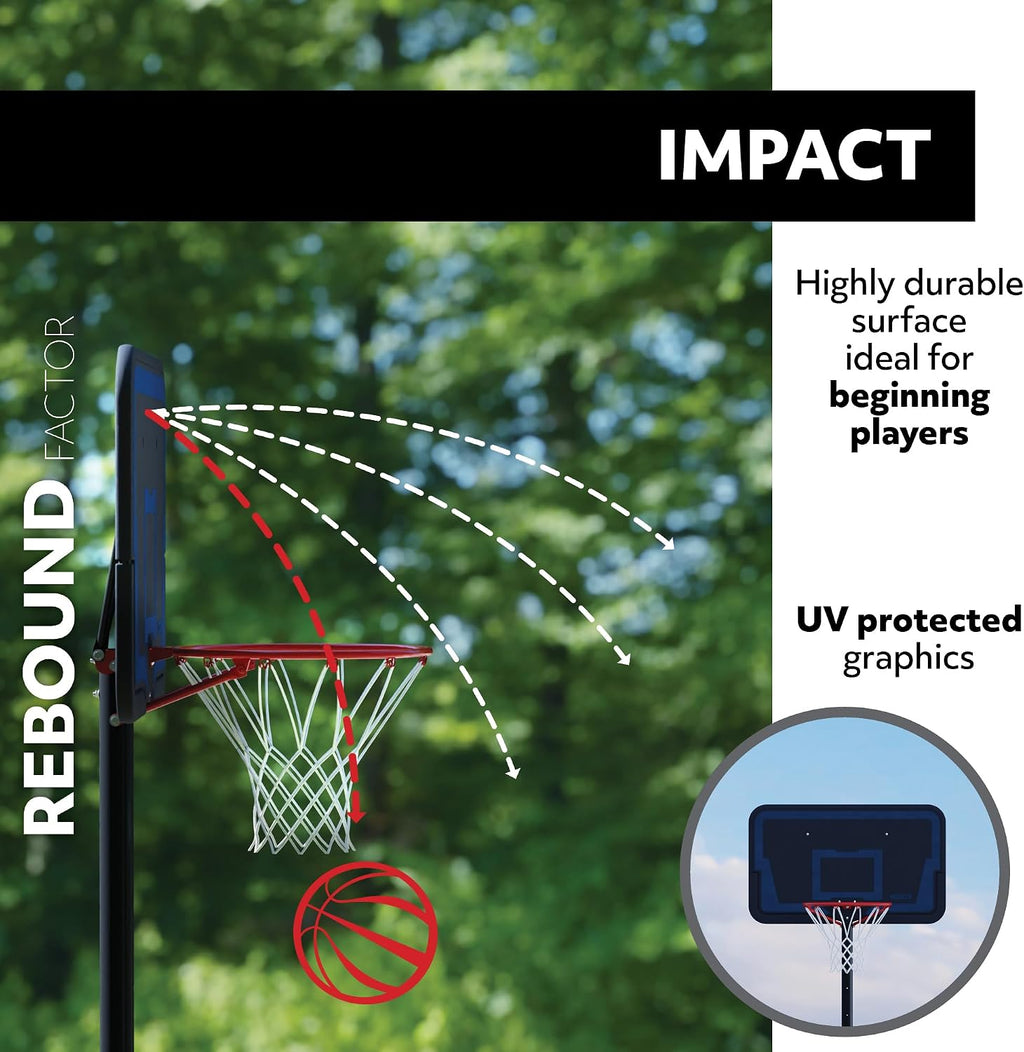 Lifetime Height Adjustable Portable Basketball Hoop, 44 Inch Impact Backboard, Black
