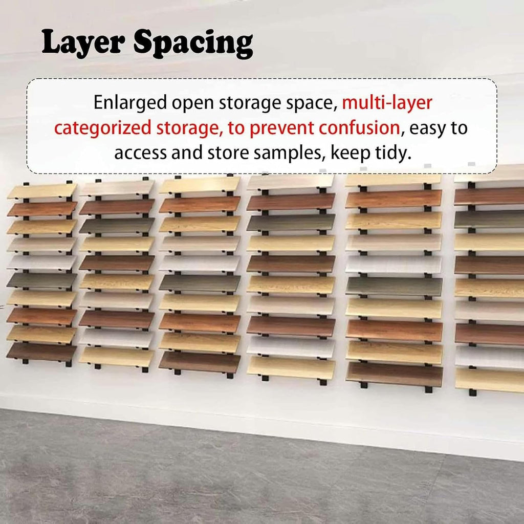 Wall-Mounted Skateboard Storage Rack - 10 Slot Tile Display Organizer, Multi-Layer Advertising Board Stand Frame, Medium Size, White Color, Perfect for Skateboards & Tile Collection.