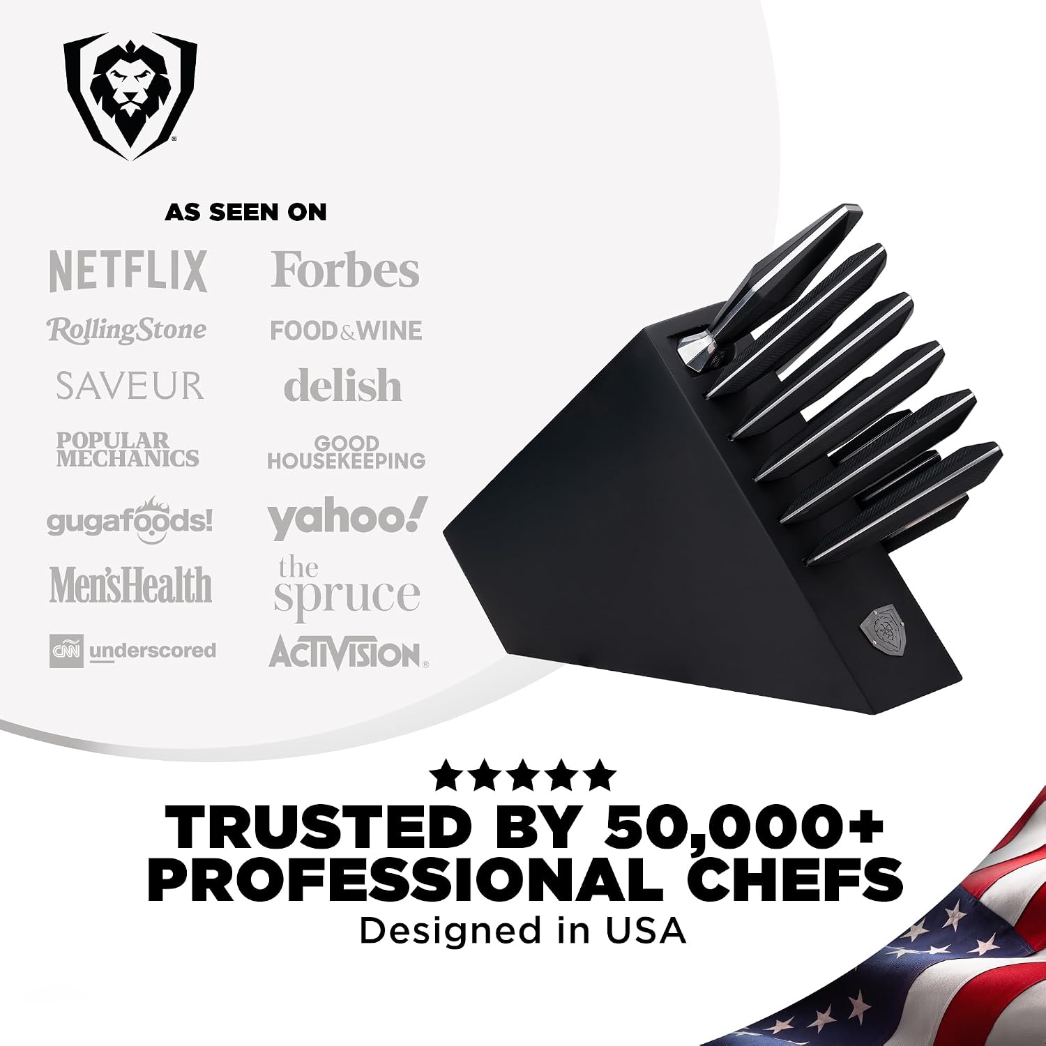 Dalstrong 12-Piece Knife Block Set — All-Black Titanium-Coated Blades, 15° Honbazuke Edge, Full-Tang G-10 Handles — Shadow Black Series For Modern Dark Kitchens & Statement Cooks — NSF Certified