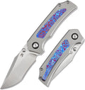 KANSEPT Fermi Pocket Folding Knives for Men Women Camping Hiking Folding Knife 3.11'' Stonewashed CPM 20CV Blade EDC Knife with Timascus Handle Everyday Carry K1122A4