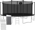 1500LBS Capacity No-Gap Design 8 10 12 14 15 16 FT Recreational Jumper with Enclosure Net, Wind Stakes & Basketball Hoop, ASTM Approved, Perfect for Kids & Adults Family Outdoor Backyard Fun